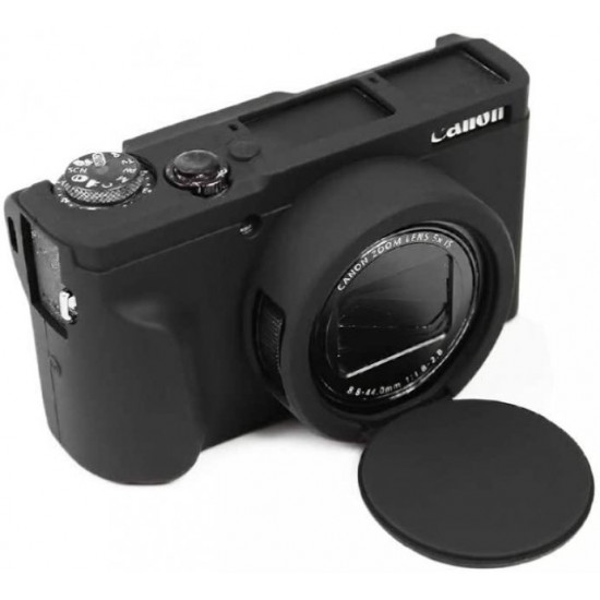 Protective Silicone Case with Cover for CANON G5X Mark II Cameras - Black