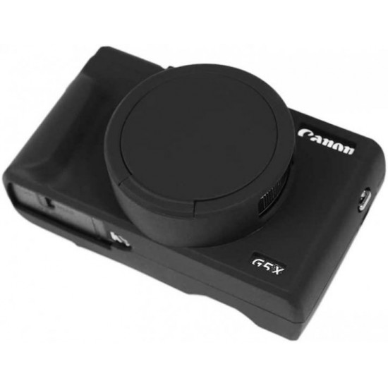 Protective Silicone Case with Cover for CANON G5X Mark II Cameras - Black