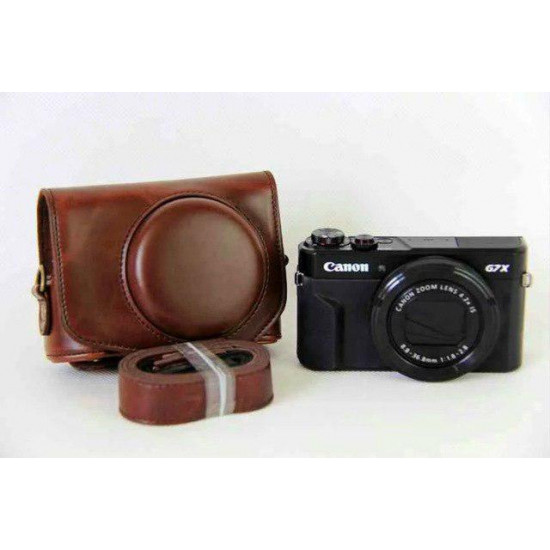 Protective case - case for CANON G7X, G7X Mark II, Mark III cameras - coffee