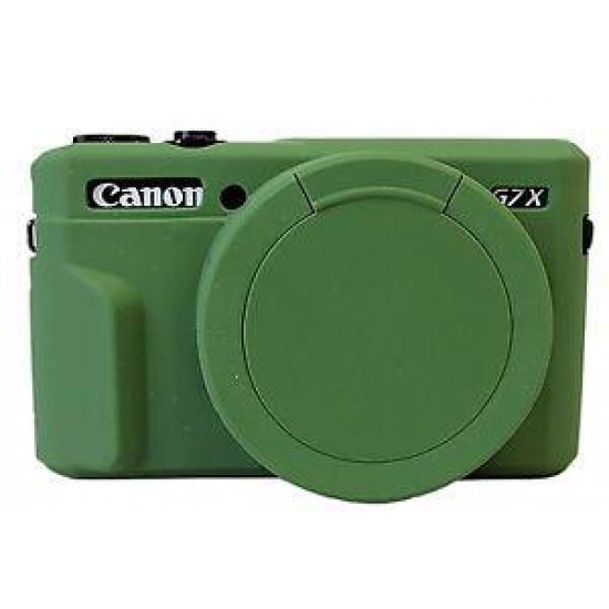 Protective silicone case with cover for CANON G7X Mark II cameras - green