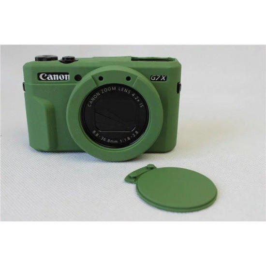 Protective silicone case with cover for CANON G7X Mark II cameras - green