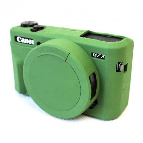 Protective silicone case with cover for CANON G7X Mark II cameras - green