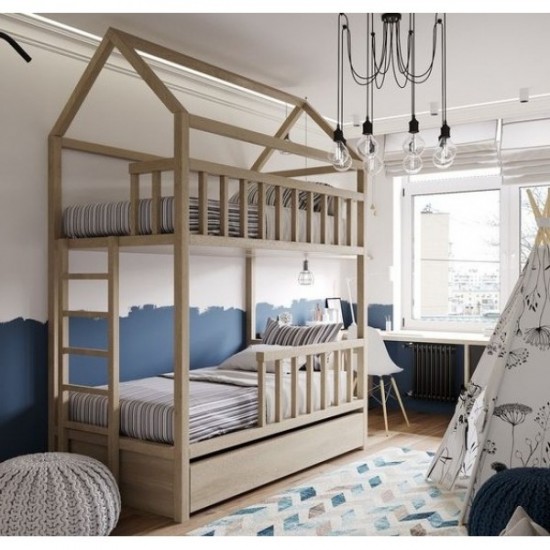 Bunk bed-house Chateau color gray