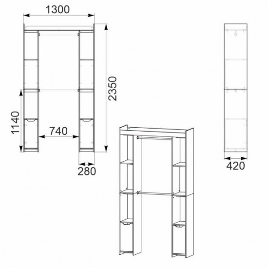 Wardrobe - 16 Companit for dressing room wenge dark