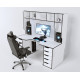 Gaming desk with add-on Viking-3L Zeus white + black edge