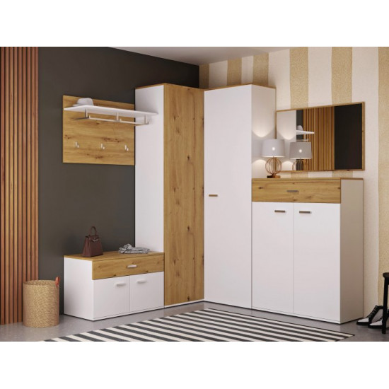 Corner wardrobe Barcelona Sokmé Artisan Oak + White (laminated chipboard)