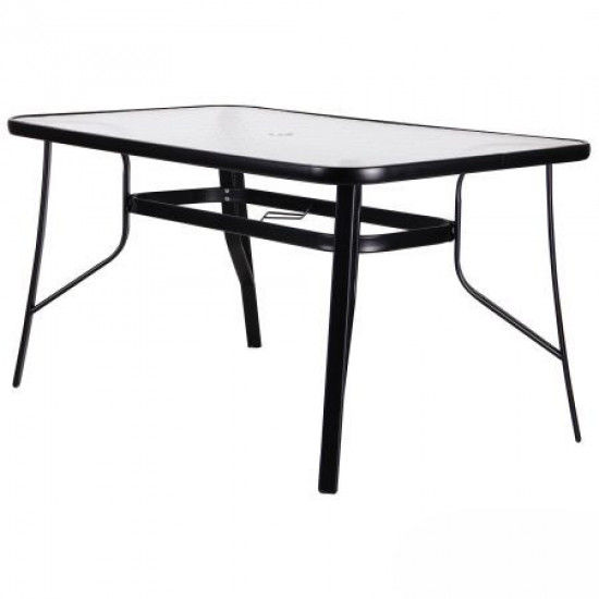 Outdoor table AMF Cancun frame black glass wave