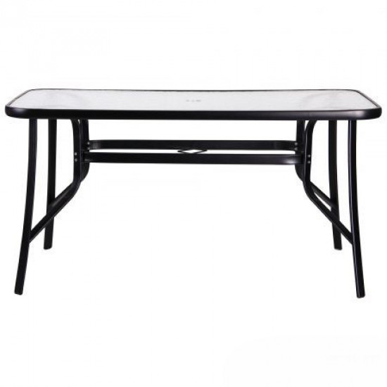 Outdoor table AMF Cancun frame black glass wave