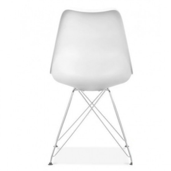 Chair for kitchen, living room with leatherette metal/plastic pillow Tower C Group SDM White