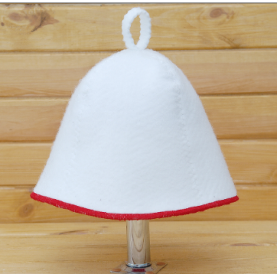 Sauna hat Comfort white with red trim