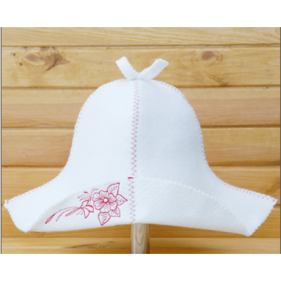 Women's sauna hat Flower, white