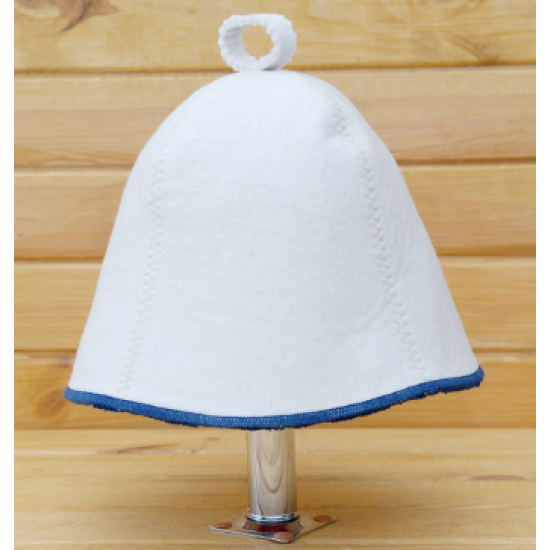 Sauna hat Comfort white with blue trim