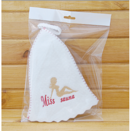 Women's sauna hat Miss sauna, white