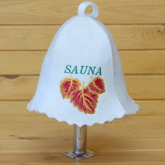 Sauna hat white Sauna red birch leaf