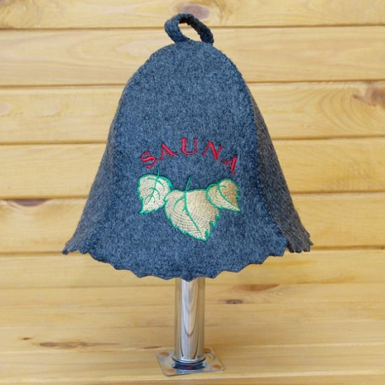 Sauna hat gray Sauna birch leaf