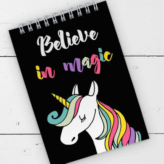 Блокнот на пружині Presentville Believe in magic (єдиноріг) A6