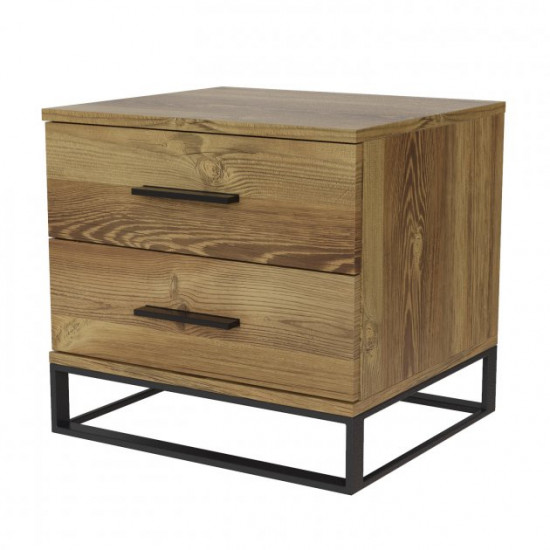 Bedside table for the bedroom Ascet laminated chipboard Firewood/metal black Artinhead