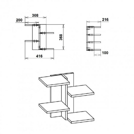 Shelf KOMPANIT P-15 Walnut Ecco