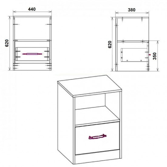 Bedside table Companit PKT-6 nymphaeum alba