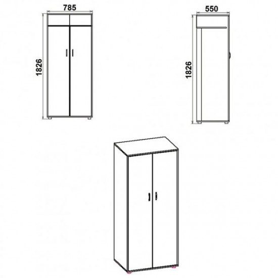 Hinged wardrobe Companit Wardrobe-2 beech