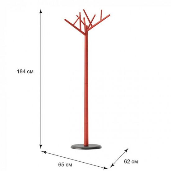  Вешалка напольная деревянная Fenster Феникс Красная/Чёрная