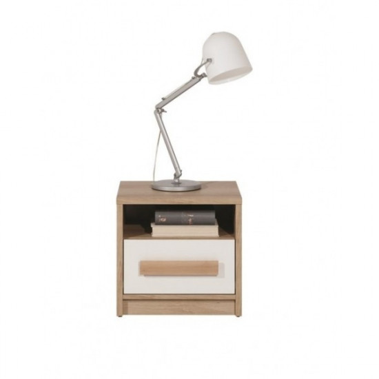 Bedside table for the bedroom made of laminated chipboard Aygo beech sand/white Sokme