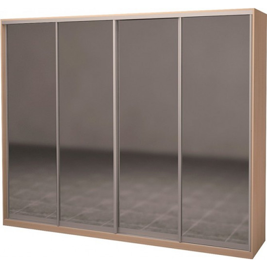 Four-door wardrobe Roko 238.4x242x60 cm Mirror Milky oak (20200024652)