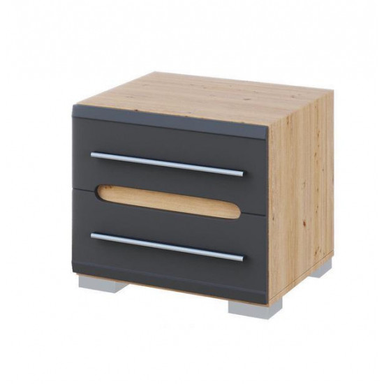 Bedside table Svit Mebliv Bianco 500x406x430 made of chipboard and MDF Artisan Oak/Graphite