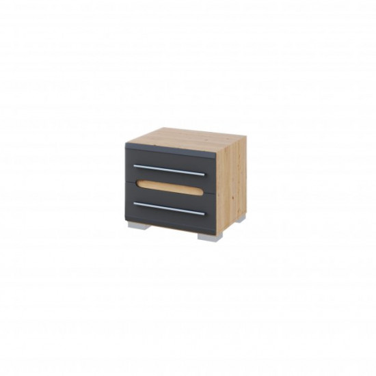 Bedside table Svit Mebliv Bianco 500x406x430 made of chipboard and MDF Artisan Oak/Graphite