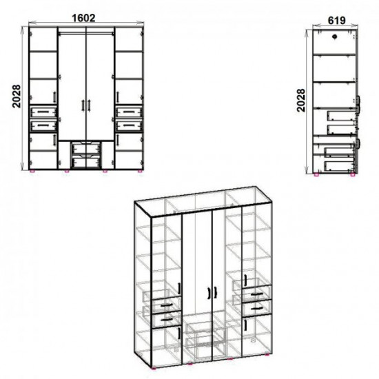 Wardrobe for clothes Companit 20 alder (160.2x61.9x202.8 cm)