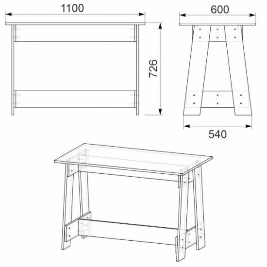 Kitchen table Kompanit KS-10 Wenge dark (110x60x72.6 cm)