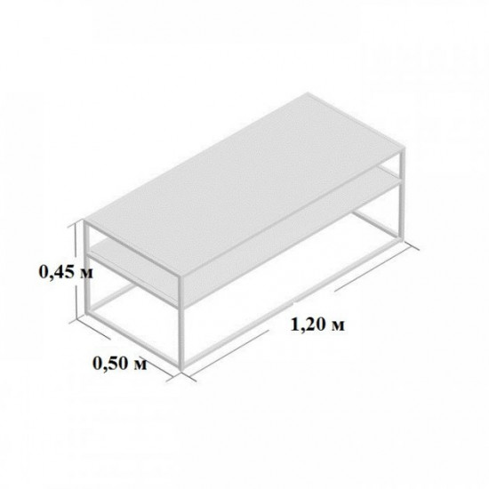 Журнальний столик кавовий GoodsMetall у стилі Лофт 1200х500х450 мм (ЖС119)