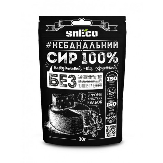  Упаковка сыра хрустящего сушеного snEco Классический 30 г x 15 шт (4823095808599)