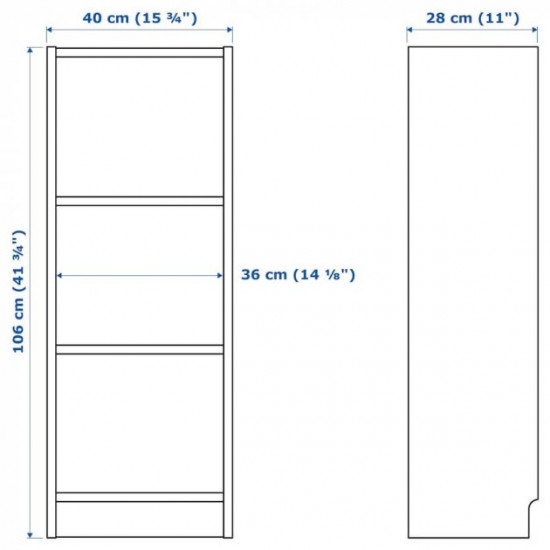 Книжковий шафа IKEA BILLY 40x28x106 см білий дубовий шпон (504.042.06)