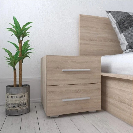 Bedside table with 2 drawers RedWood Sydney W400*H420*D400 Sonoma Oak RLST11sonoma