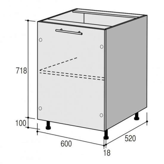  Кухонный модуль нижний Roko Руна 60х52х82 см Латте глянец (МН 60х82)