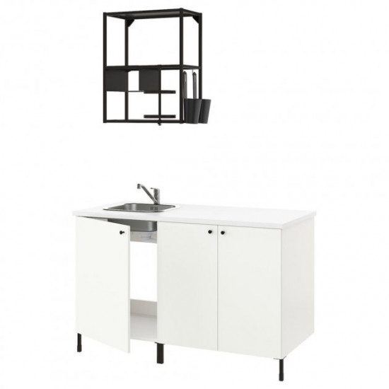 Kitchen IKEA ENHET 143x63.5x222 cm anthracite/white (693.372.50)