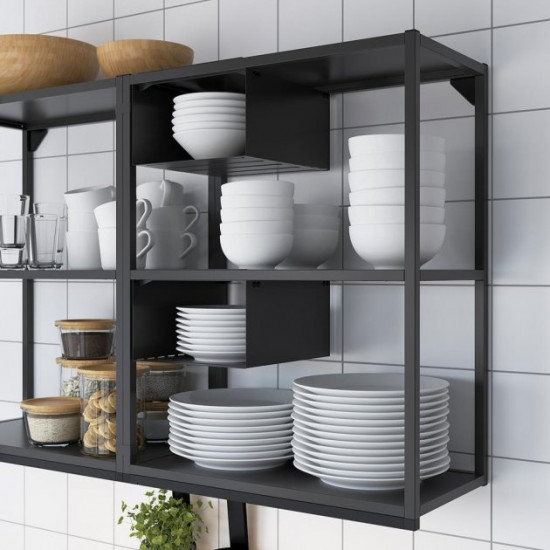 Kitchen IKEA ENHET 143x63.5x222 cm anthracite/white (693.372.50)