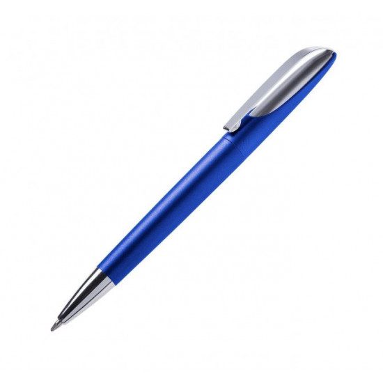 Ballpoint pen with blue ink, automatic, plastic, with metal clip, Leon Blue