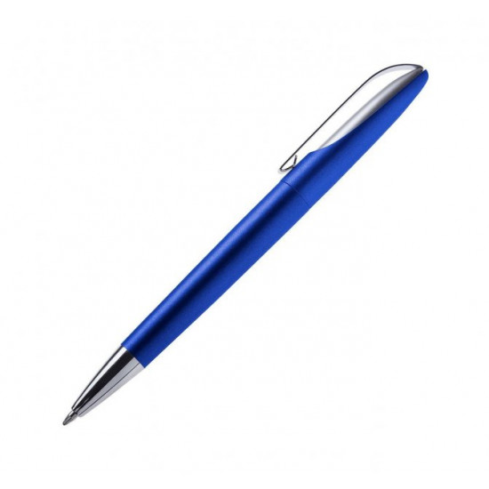 Ballpoint pen with blue ink, automatic, plastic, with metal clip, Leon Blue