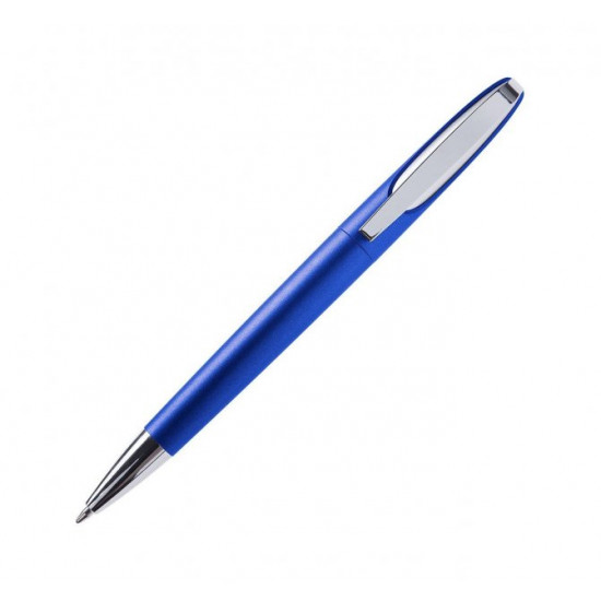 Ballpoint pen with blue ink, automatic, plastic, with metal clip, Leon Blue