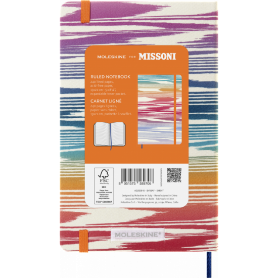 Notebook Moleskine Missoni 13 x 21 cm 240 lined pages Canvas (8051575589706)