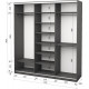 Three-door wardrobe Roko 179.2x242x60 cm chipboard + Mirror Gray (20200027572)