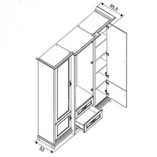 Hinged wardrobe Sonata 3D2S /1780x655x2250 made of chipboard, chestnut color Gerbor Holding