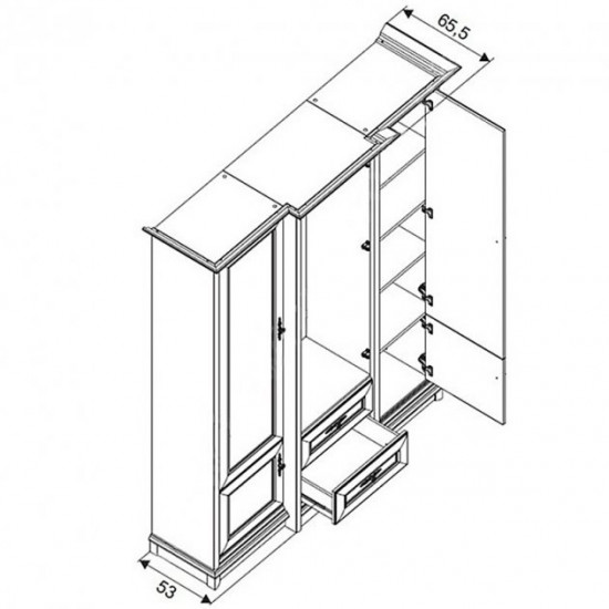 Hinged wardrobe Sonata 4D2S /2270x655x2250 made of chipboard, chestnut color Gerbor Holding