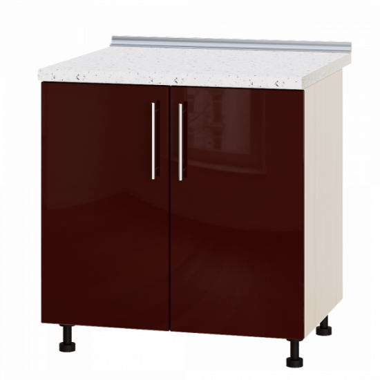 Kitchen Modern module Bottom Sink H84-800 Bordeaux Gloss - Milky Oak 80x47x82cm + countertop