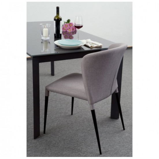 Chair for kitchen, cafe, bar, restaurant Arthur metal black/fabric light gray Concepto