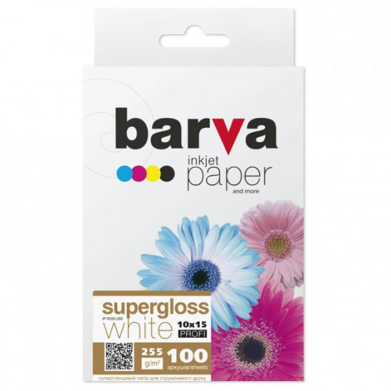 Photo paper Barva Profi White super gloss 255 g/m2 10x15 100 l (IP-R255-265)