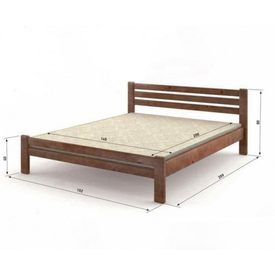 Bed made of natural wood pine Premiere 140x200 light walnut Stemma