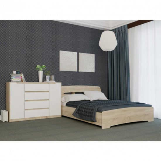 Bedroom set Mix of laminated chipboard Sonoma Oak + White Everest